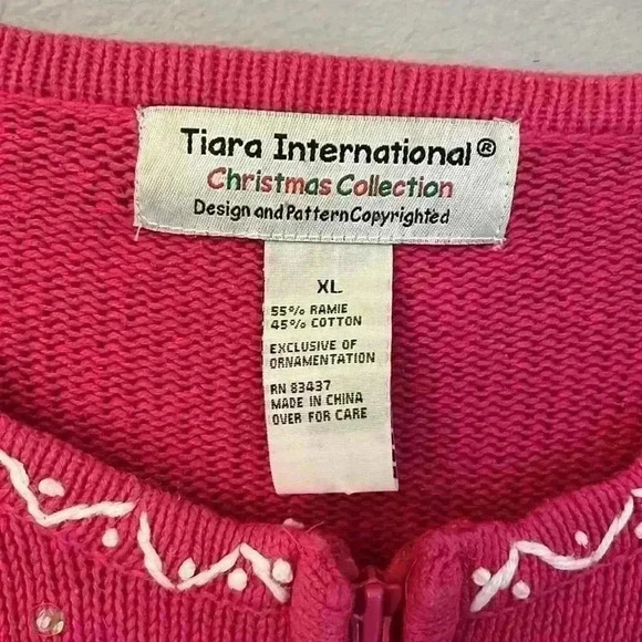 Tiara International Christmas Collection Ugly Sweater Penguins Zip Cardigan XL - Picture 2 of 7